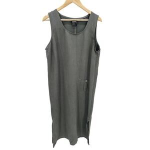 PELLINI Dress Women XL Grey Round Neck Sleeveless Side Slit Maxi Rayon Blend